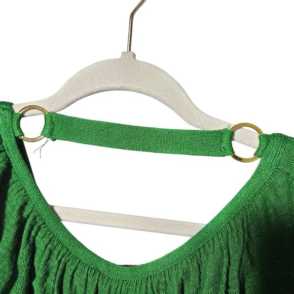 Arden B Green Ruffle Knit Dress XS Rayon Blend Womens V-Neck Sleeveless - Picture 5 of 6